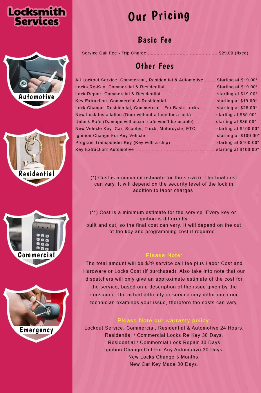Lawnside NJ Locksmith Store Lawnside, NJ 856-393-2490 - price-list-c-18
